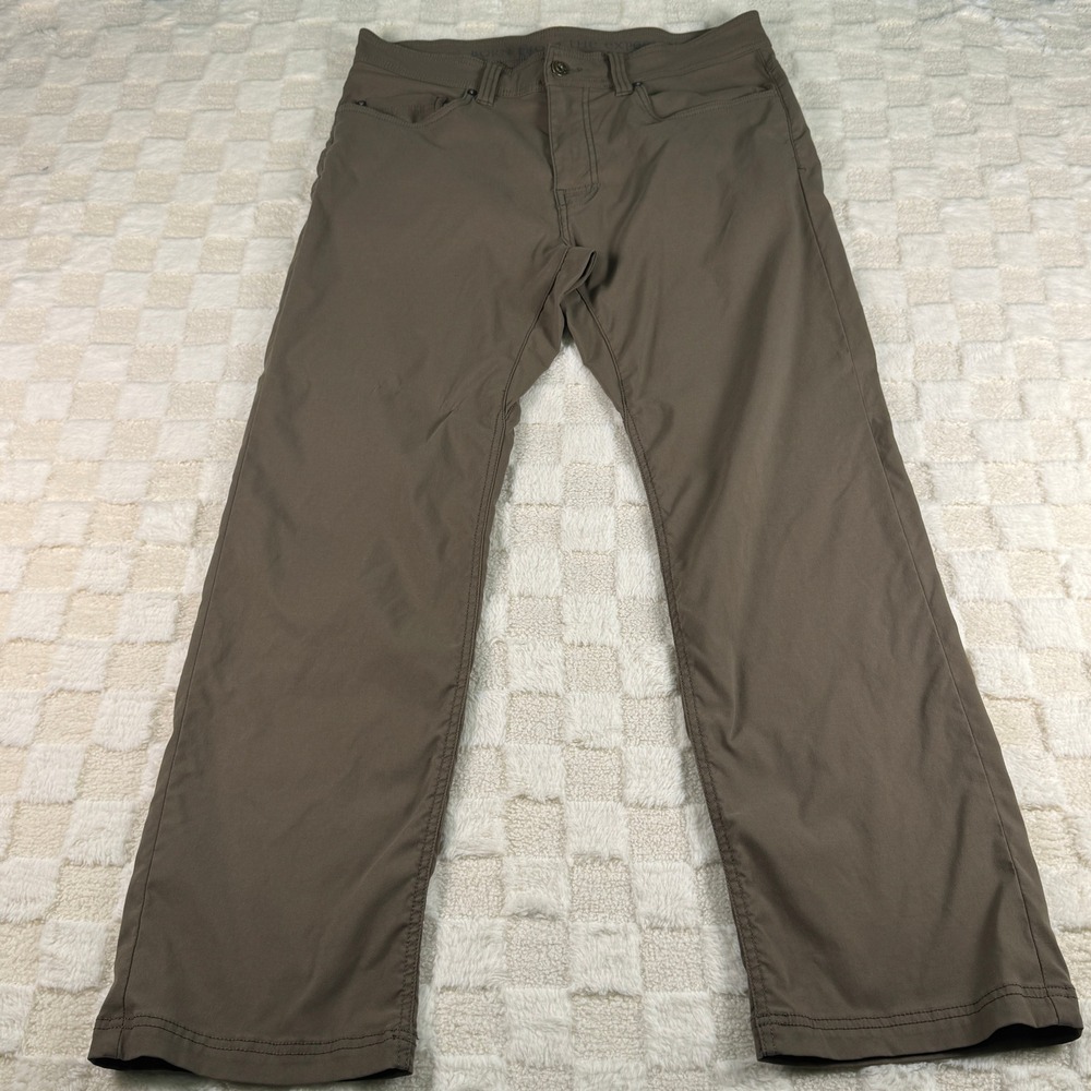 Prana Brion Slim Fit Pants Mens 33x30 Brown Hiking Outdoor Performance 33 x 30